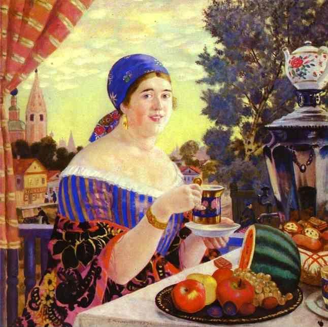 Boris Kustodiyev. A Merchant Wife at Tea.