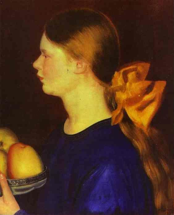 Boris Kustodiyev. Girl with Apples (Portrait of Irina Kustodiyeva).
