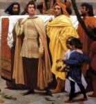 Frederick Leighton. Cimabue's Celebrated Madonna is Carried in Procession through the Streets of Florence; in front of the Madonna, and Crowned with Laurels, walks CImabue Himself, with his Pupil Giotto; behind It Arnolfo Di Lapo, Gaddo Gaddi, Andrea Tafi, Niccola Pisano, Buffalmacco, and Simone Memmi; in the Corner Dante. Detail.