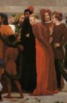 Frederick Leighton. Cimabue's Celebrated Madonna is Carried in Procession through the Streets of Florence; in front of the Madonna, and Crowned with Laurels, walks CImabue Himself, with his Pupil Giotto; behind It Arnolfo Di Lapo, Gaddo Gaddi, Andrea Tafi, Niccola Pisano, Buffalmacco, and Simone Memmi; in the Corner Dante. Detail.