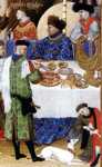 Limbourg Brothers.  Les trÄ�s riches heures du Duc de Berry. January. A New Year's Day Feast including Jean de Berry. Detail.