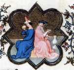 Limbourg Brothers. The Belles Heures of Jean de France, Duke de Berry. January. Detail.