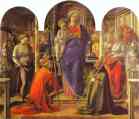 Fra Filippo Lippi. Virgin and Child Surrounded by Angels with St. Frediano and St. Augustine (The Barbadori Altarpiece).