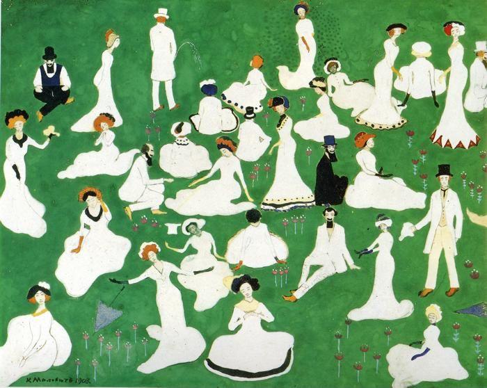 Kazimir Malevich. Rest. Society in
 Top Hats.