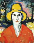 Portrait of Woman  in Yellow Hat.
