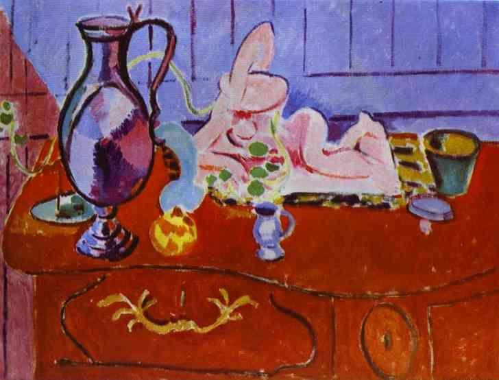 Henri Matisse. Pink Statuette and Pitcher  on a Red Chest of Drawers.