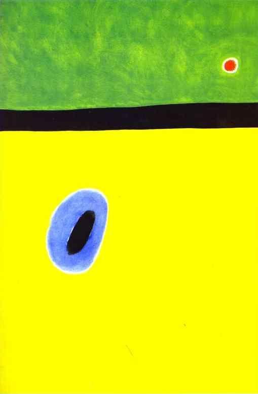 Joan Miró. The Lark's Wing, Encircled
 with Golden Blue, Rejoins the Heart of the Poppy Sleeping on a Diamond-Studded
 Meadow.
