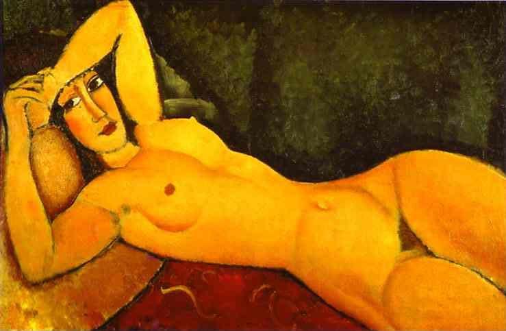 Amedeo Modigliani. Reclining Nude with Left
 Arm Resting on Forehead.