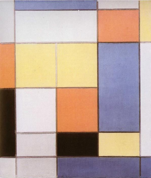 Piet Mondrian. Composition with Red, Blue
 and Yellowish-Green / Compositie met rood, blauw en geel-groen.