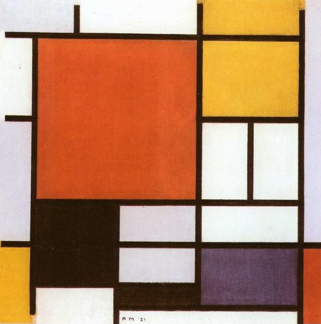 Piet Mondrian. Composition with Red, Yellow,  Blue and Black / Compositie met rood, geel, blaw en swart.
