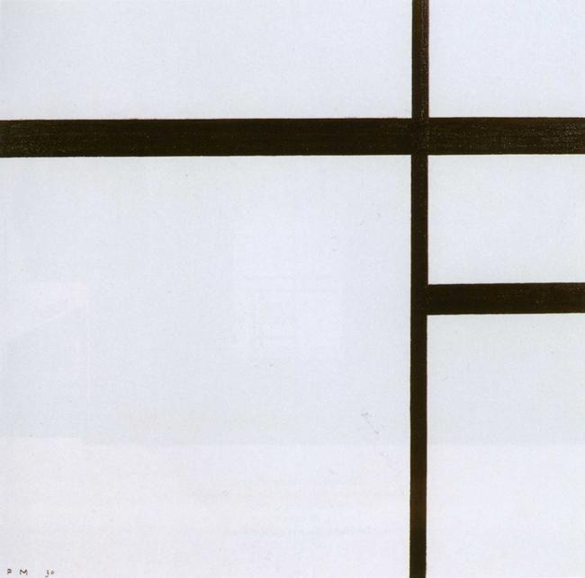 Piet Mondrian. Composition II with Black
 Lines. / Compositie nr.2 met swarte lijnen.