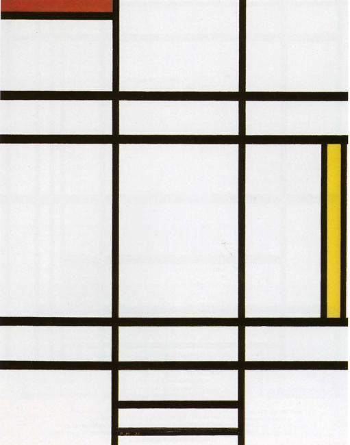 Piet Mondrian. Conposition with White, Red
 and Yellow. / Compositie met wit, rood en geel.