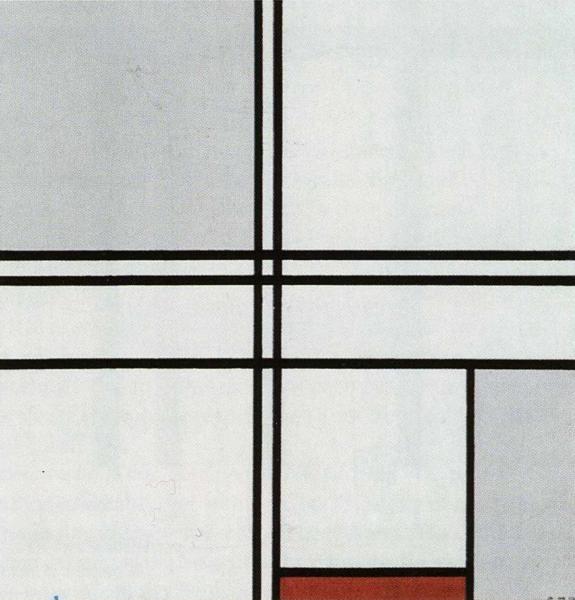 Piet Mondrian. Composition with Red and Grey
 / Compositie met rood en grijs.