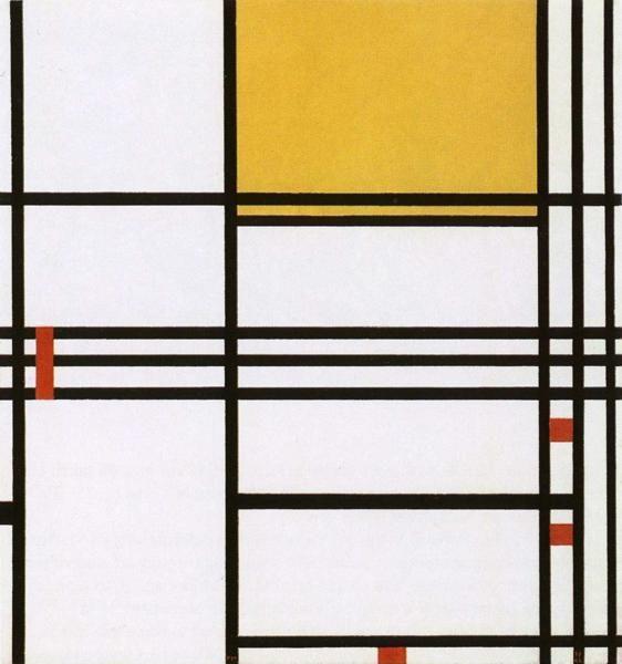 Piet Mondrian. Composition with Black, White,  Yellow and Red / Compositie met zwart,wit,geel en rood.