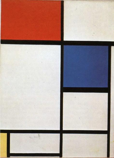Piet Mondrian. Composition with Blue,
 Red and Yellow / Compositie met blauw,rood en geel.