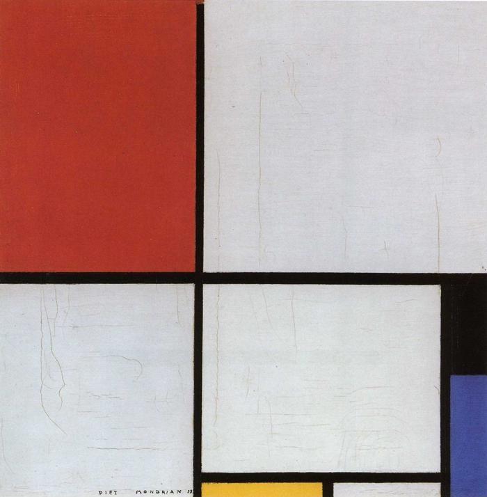 Piet Mondrian. Composition with Red, Yellow
 and Blue. / Compositie met rood,geel en blauw.