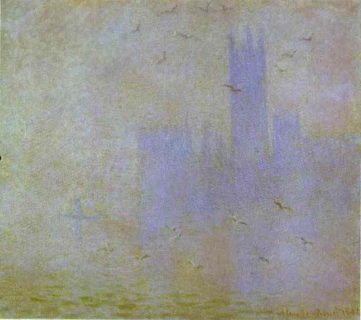 Claude Monet. Seagulls (The Thames. Houses of Parliament.).