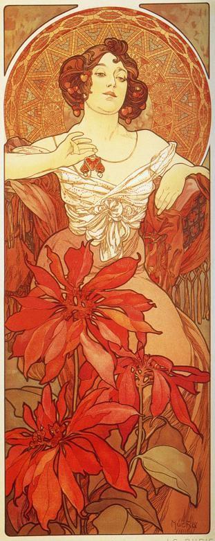 Alphonse Mucha. Ruby. From The  Precious Stones Series.
