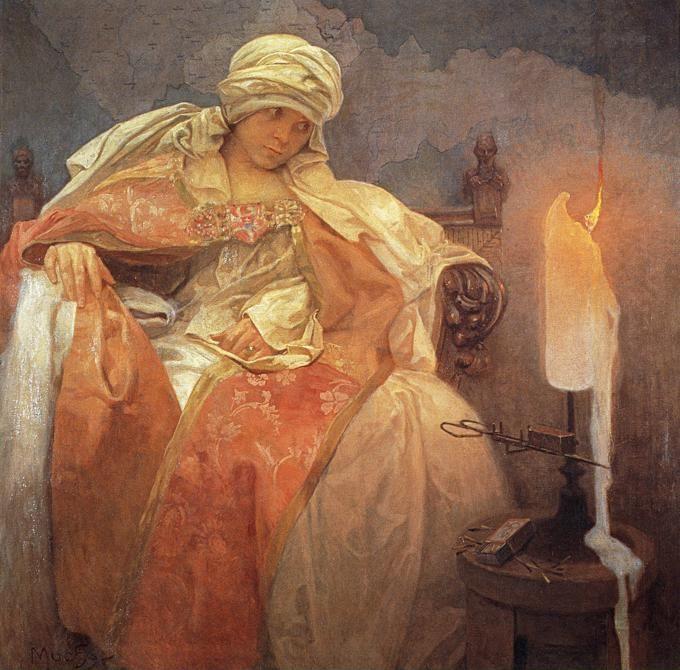 Alphonse Mucha. Woman with a Burning Candle.
