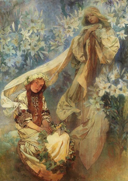 Alphonse Mucha. Madonna of the Lilies.