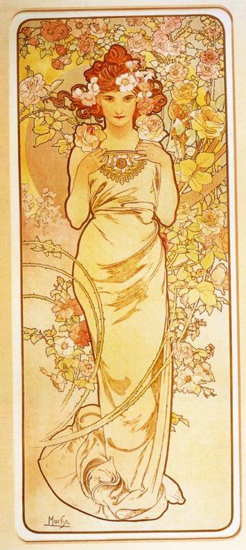 Alphonse Mucha. Rose. From The Flowers Series.