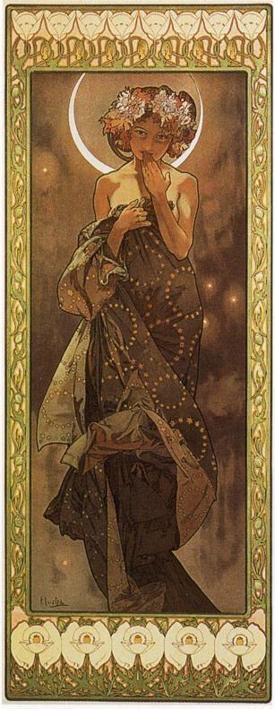 Alphonse Mucha. The Moon. From The  Moon and the Stars Series.