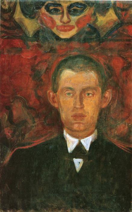 Edvard Munch. Self-Portrait Beneath Woman's
 Mask.