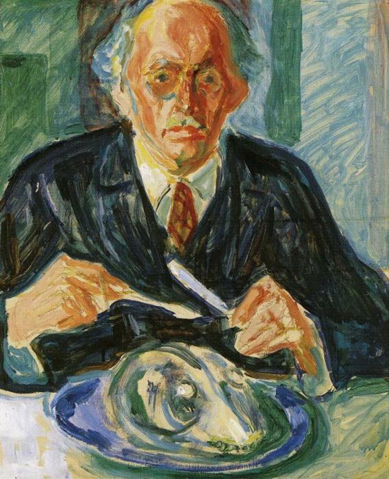 Edvard Munch. Self-Portrait with Cod's Head.