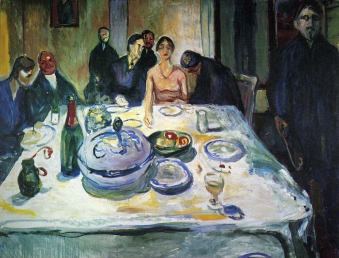 Edvard Munch. The Wedding of the Bohemian,
 Munch Seated on the Far Left.
