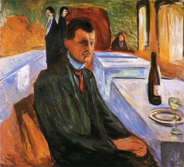 Edvard Munch. Self-Portrait with Wine Bottle.