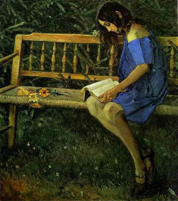 Mikhail Nesterov. Portrait of Natasha Nesterova (On a Garden Bench).