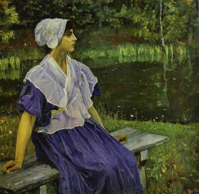 Mikhail Nesterov. Girl by a Pond (Portrait of Natalia Nesterova).