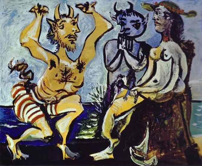 Pablo Picasso. A Young Faun Playing a Serenade  to a Young Girl.