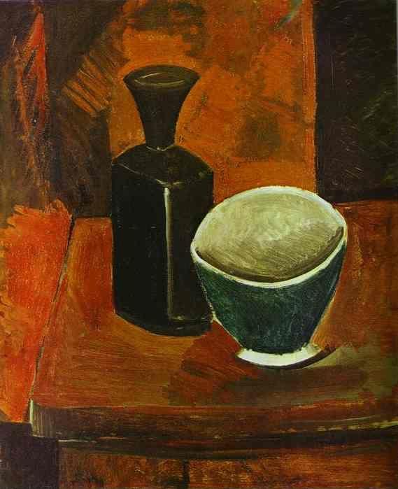 Pablo Picasso. Green Bowl and Black Bottle.