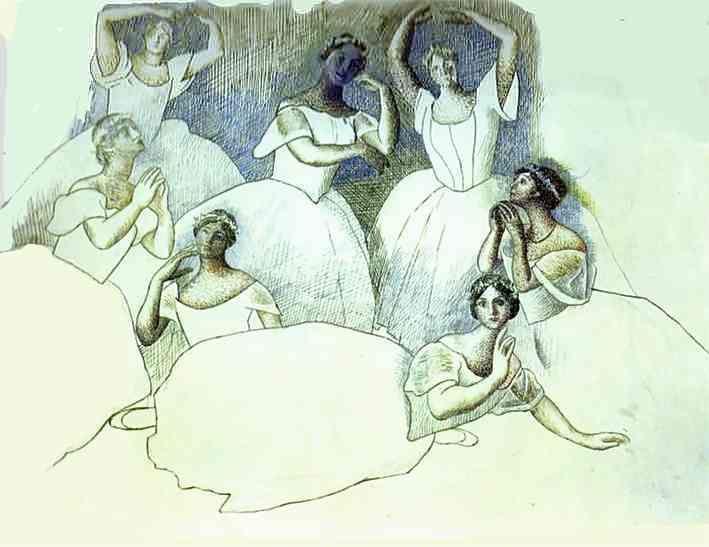 Pablo Picasso. Group of Dancers. Olga Kokhlova  is Lying in the Foreground.