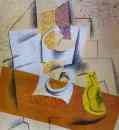 Composition. Bowl of Fruit  and Sliced Pear.