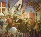 Piero della Francesca. Legend of the True Cross: Battle Between Heraclius and Chosroes. Detail.