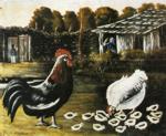 Niko Pirosmani. Rooster and Hen with Chickens.