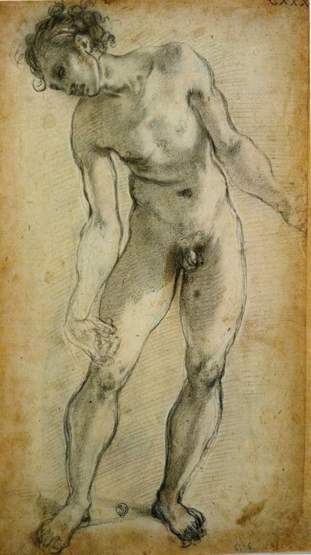 Pontormo. Male Nude. Study for the Deposition of Christ.