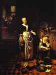 Nicolaes Maes. Interior with a Sleeping
 Maid and Her Mistress (The Idle Servant).