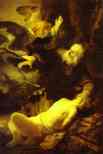 Rembrandt. The Angel Stopping Abraham  from Sacrificing Isaac to God.
