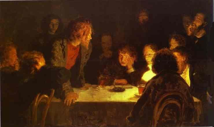 Ilya Repin. The Revolutionary Meeting.