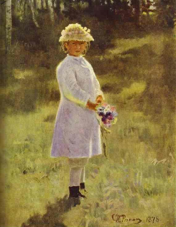 Ilya Repin. Girl with Flowers. Daughter
 of the Artist.