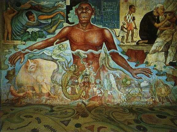 Diego Rivera. Figure Symbolizing the African  Race. / Figura simbolizando la raza negra. Water. Origin of Life. / El  aqua, origen de la vida.