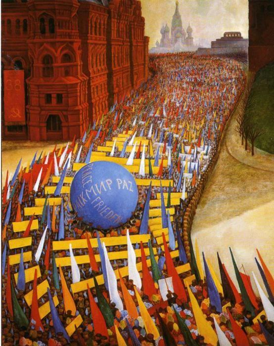 Diego Rivera. May Day Procession in Moscow.
 / Desfile del 1.de Mayo en Moscu.