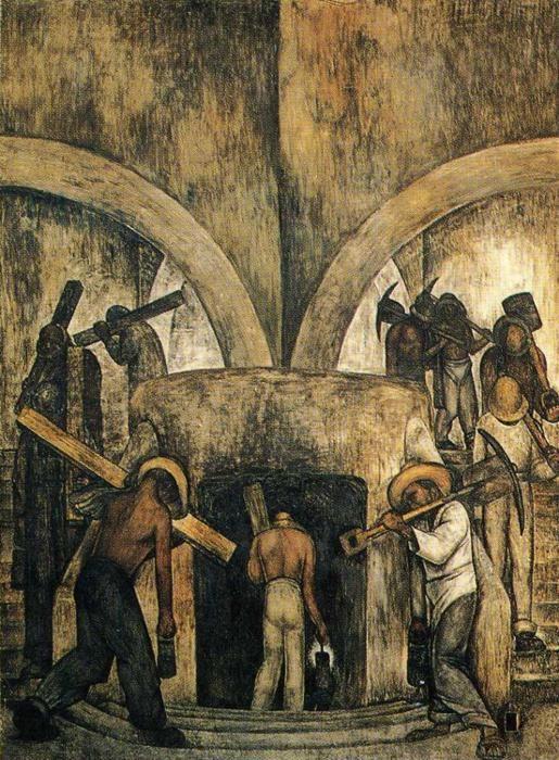 Diego Rivera. Entry into the Mine. /Entrada
 a la mina.
