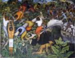 Diego Rivera. The History of Cuernavaca and  Morelos - Crossing the Barranca. Detail.