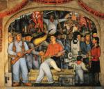 Diego Rivera. From the cycle: Political Vision  of the Mexican People (Court of Fiestas): Insurrection aka  The Distribution of Arms. / El Arsenal - Frida Kahlo repartiendoarmas.