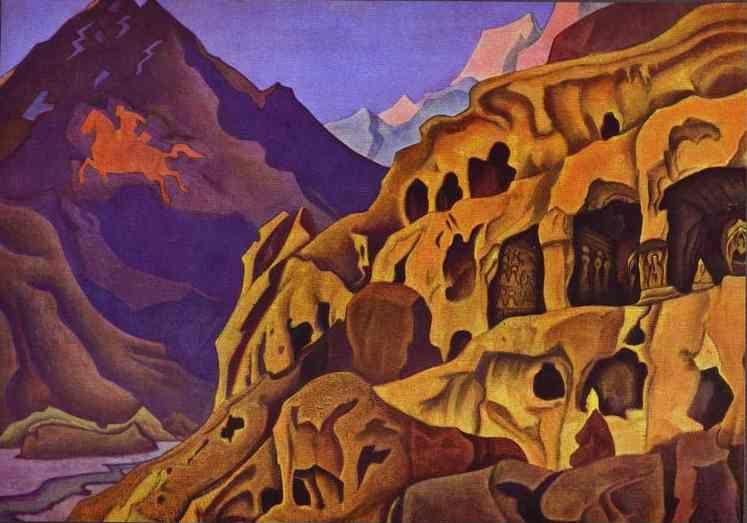 Nicholas Roerich. Power of Caves. From the 'Maitreya' series.