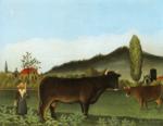 Henri Rousseau. Landscape with Cattle. /
 Paysage avec vaches.